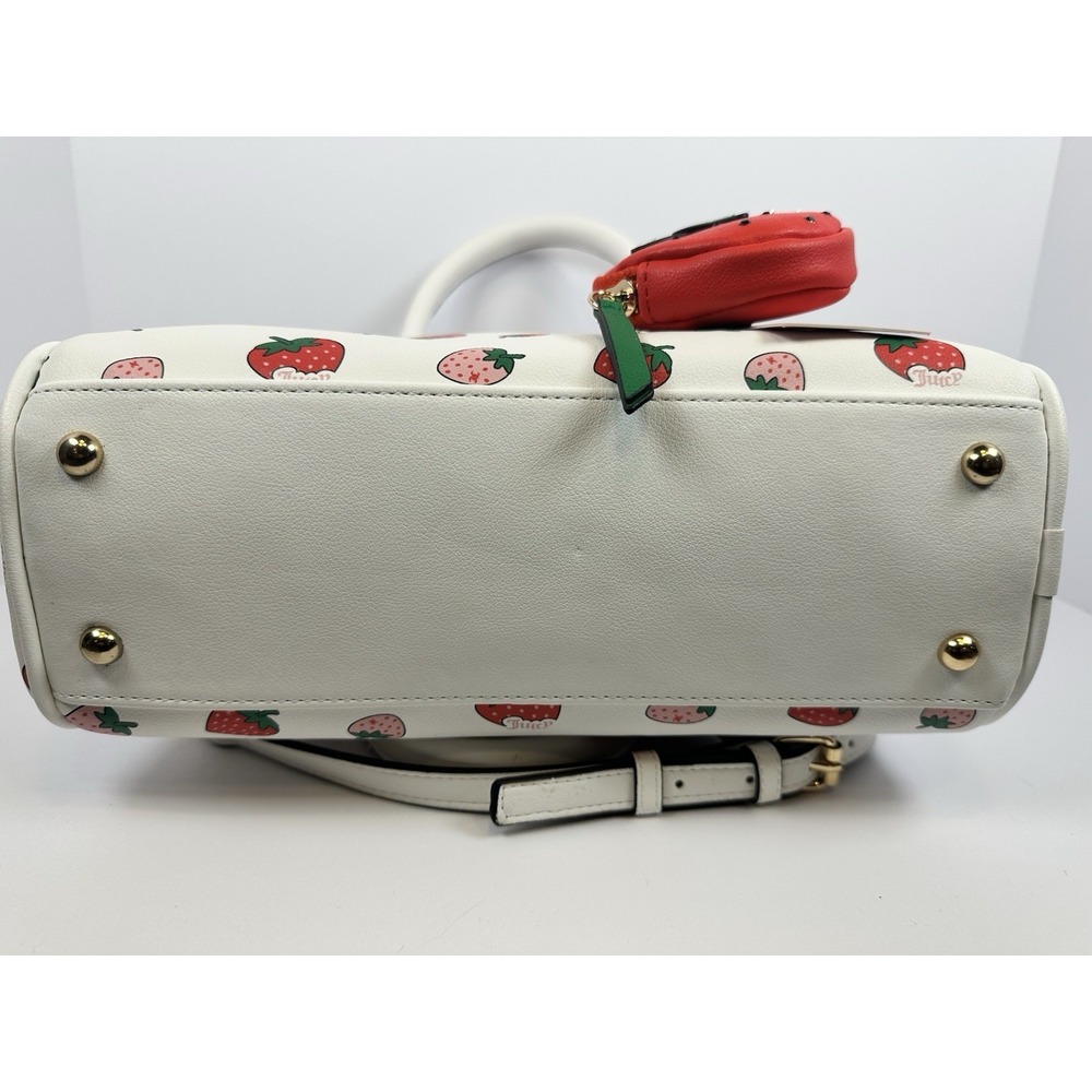 Juicy Couture Strawberry Bowler Bag White Sweet N Juicy  w Coin Purse Charm - Picture 4 of 12